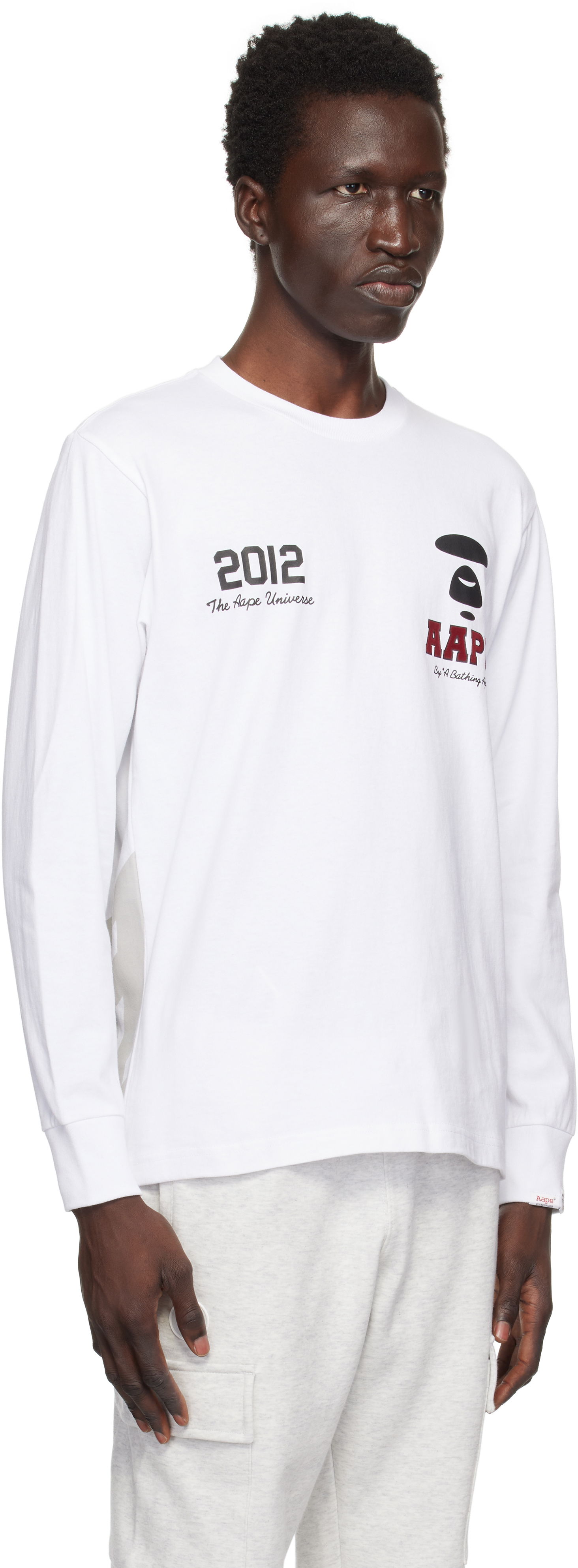 Tričko AAPE by A Bathing Ape AAPE by A Bathing Ape Basic Long Sleeve T-Shirt Biela | AAPLTM1558XXNWHX, 1