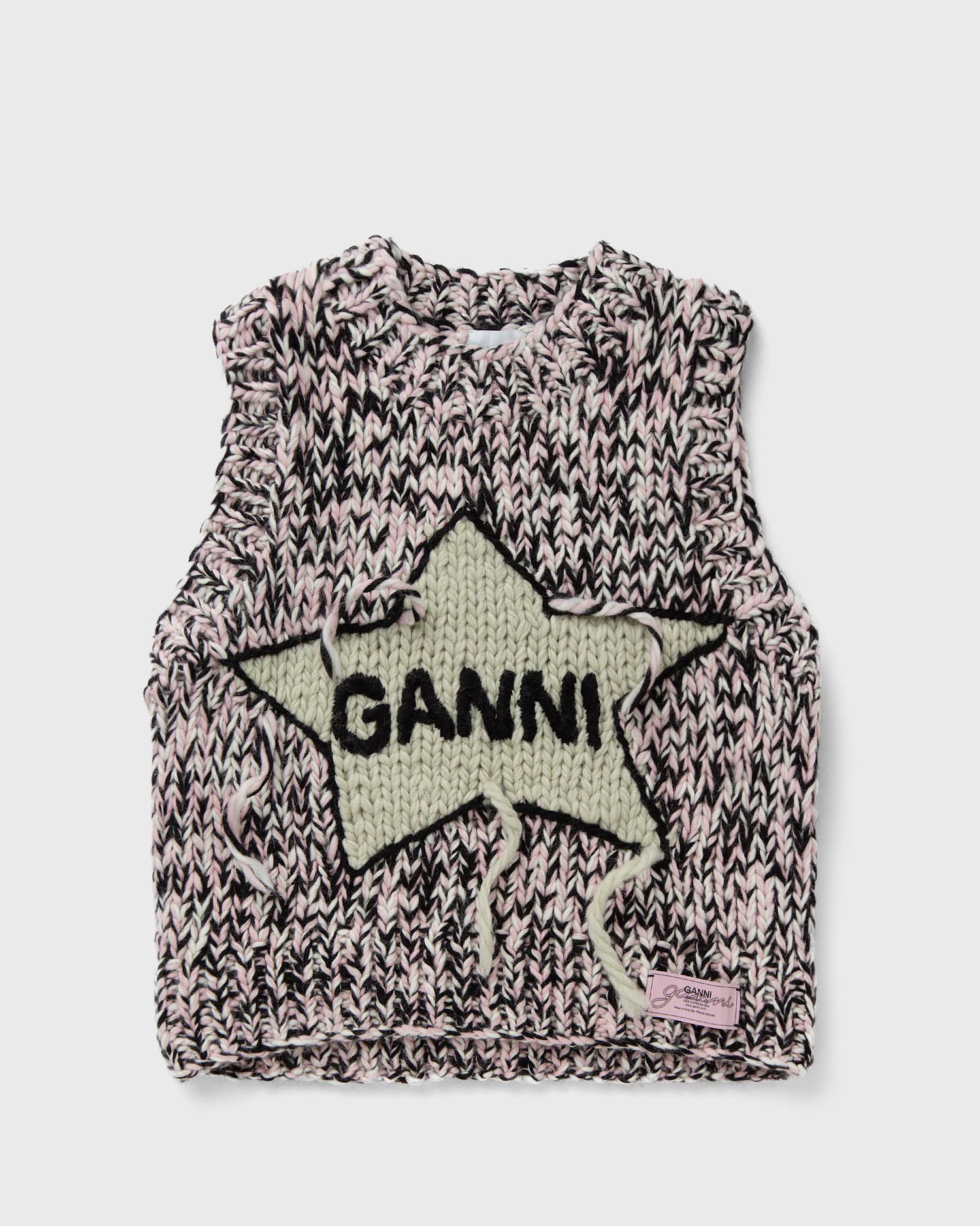 Sveter GANNI Graphic Handknit Wool Vest With Appliqué Šedá | K2346-868, 0