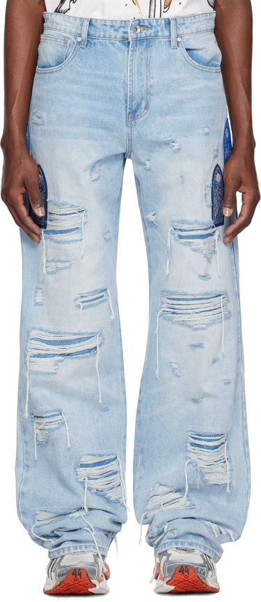 Džínsy Who Decides War Who Decides War Side Patch Relaxation Jeans Modrá | 1121040008SS25, 0