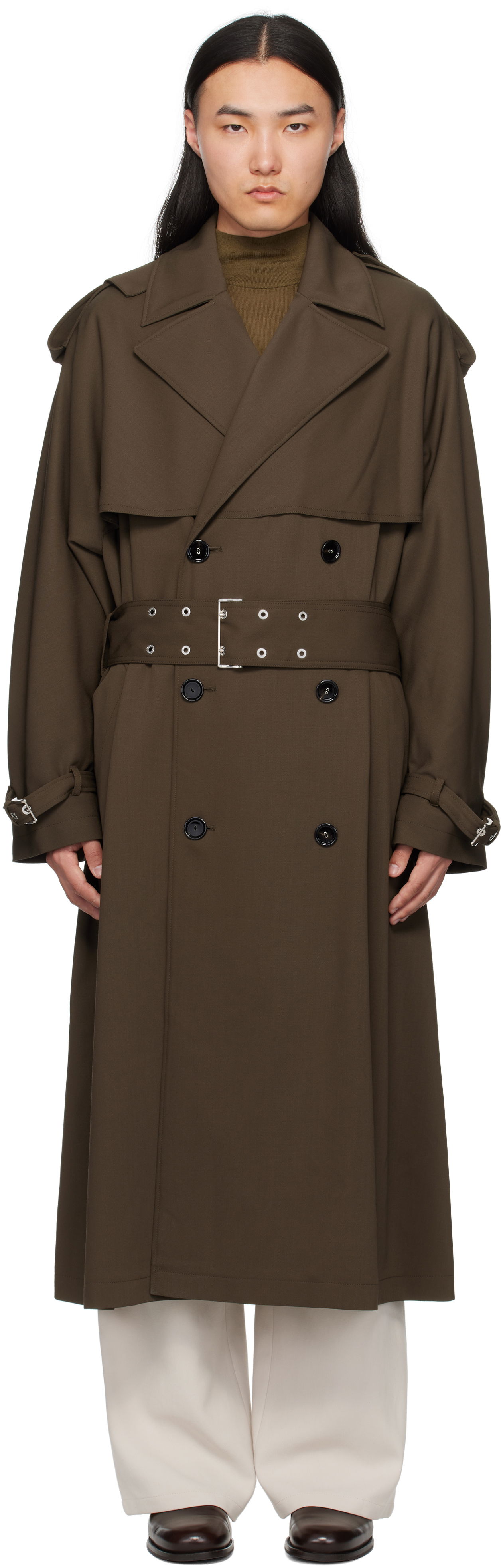 Trenčkot AMI AMI Paris Wool Trench Coat Zelené | HJK604.WV0067, 0