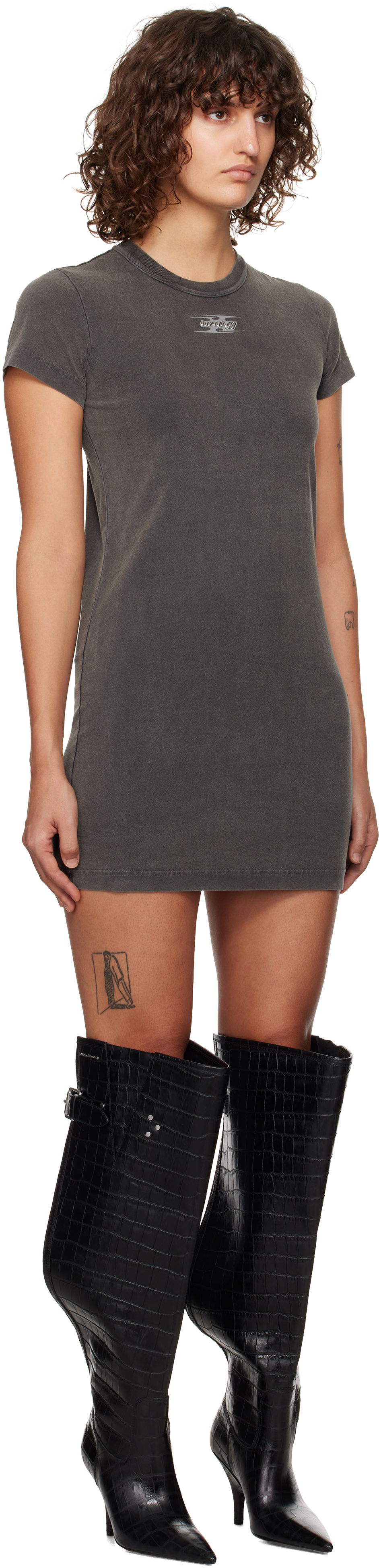 Logo-Embossed Mini Dress