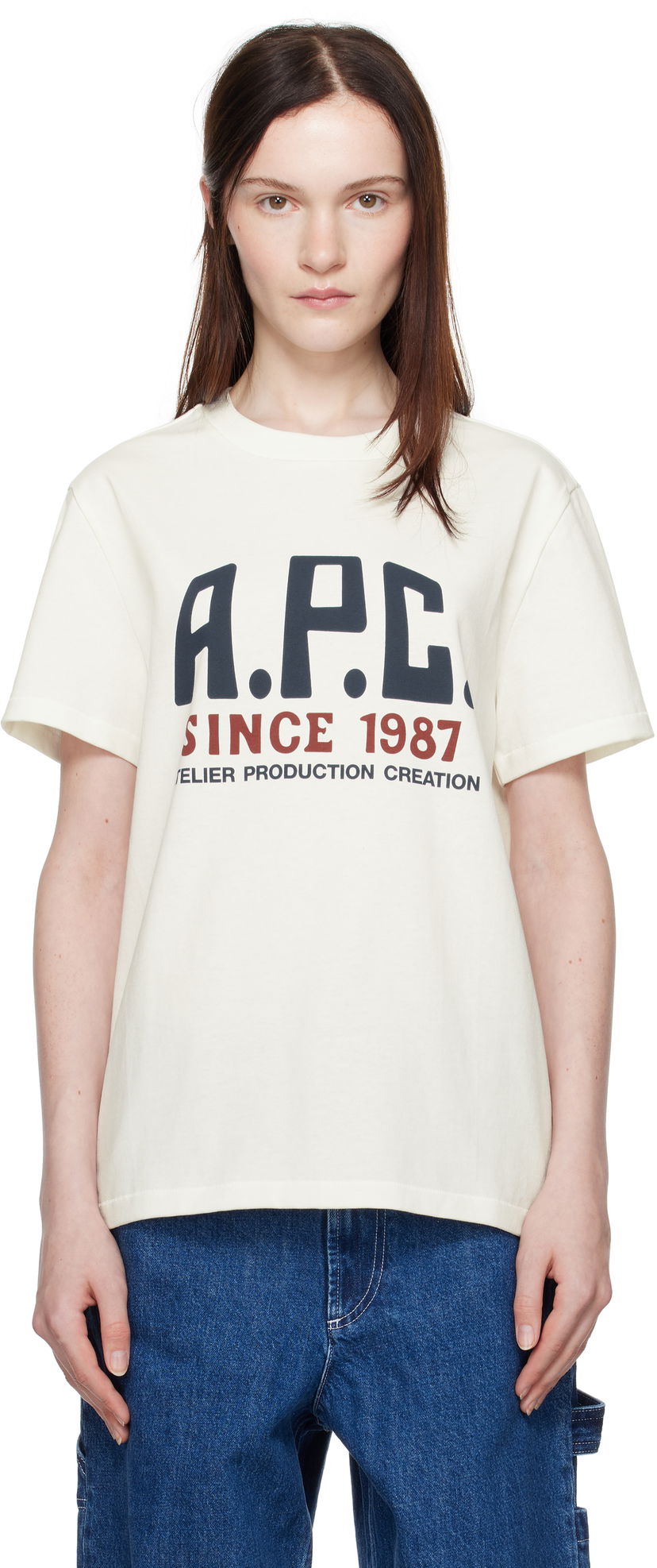 Tričko A.P.C. Print Label T-Shirt Biela | COHBU-M26442