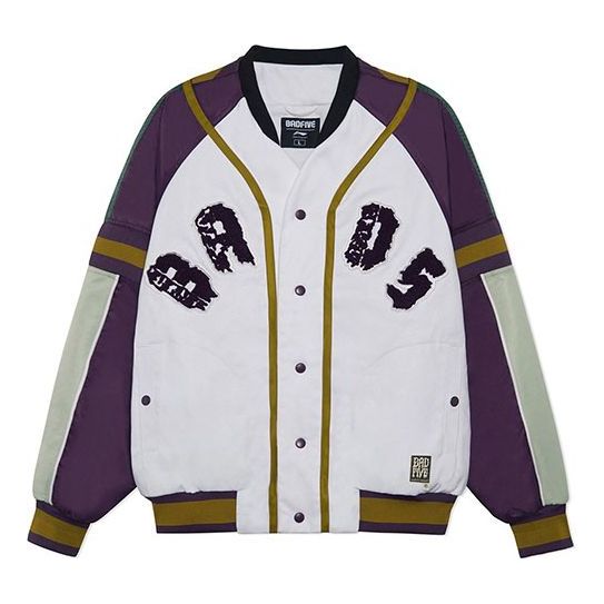 Bomber bunda Li-Ning BADFIVE Basketball Series Printed Jacket Biela | AJMS011-1