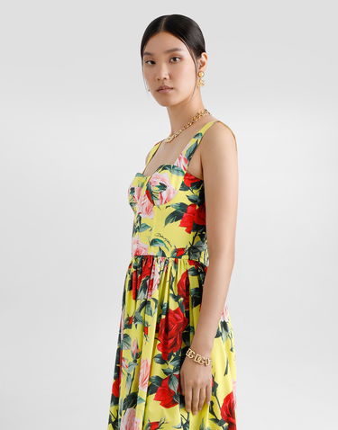 Šaty Dolce & Gabbana Dolce & Gabbana Rose Print Cotton Midi Sundress Žltá | F6ZT1THS5TFHG5JD, 3