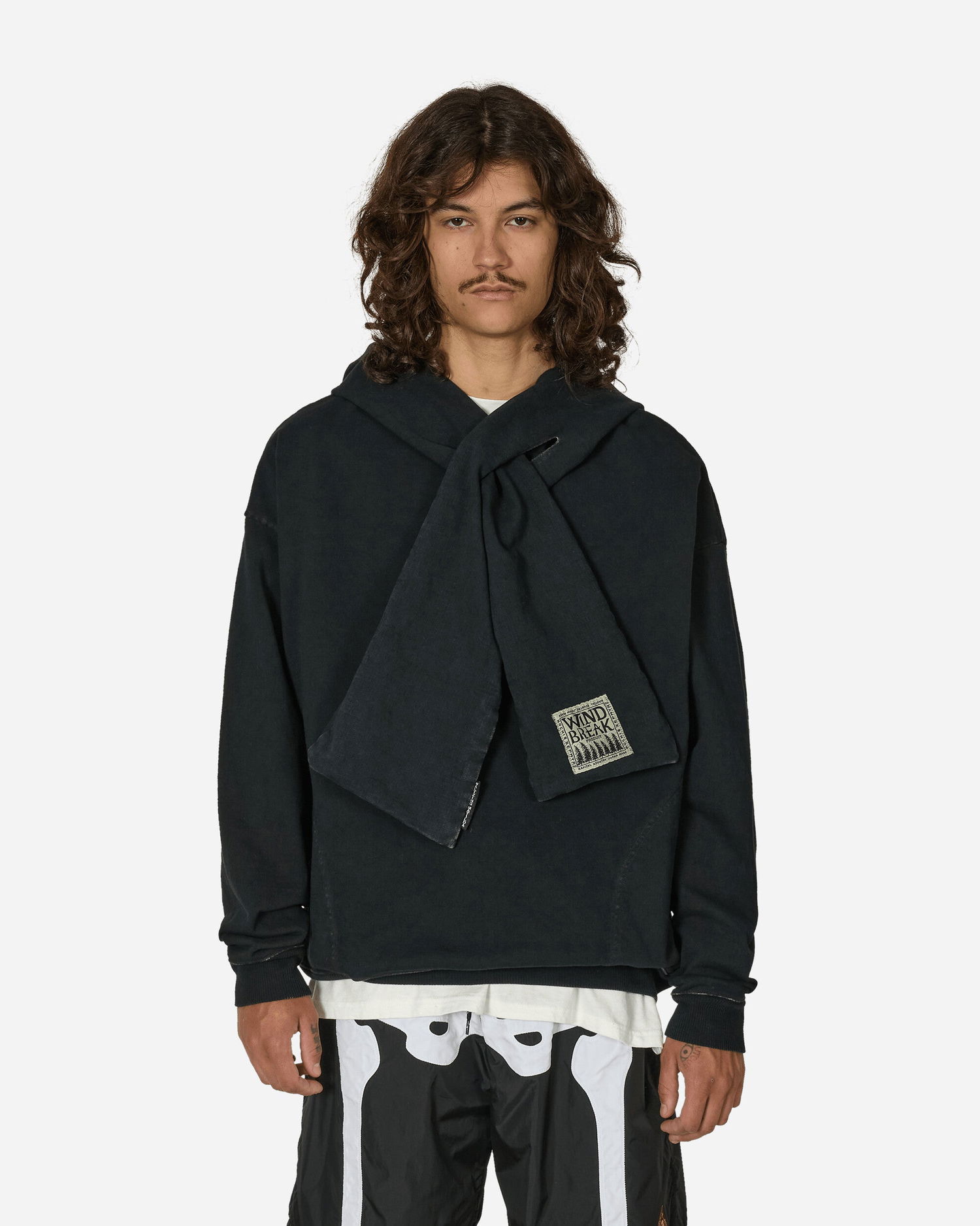 Mikina KAPITAL Attached-Scarf Hoodie Čierna | EK-1606LC I-B, 0