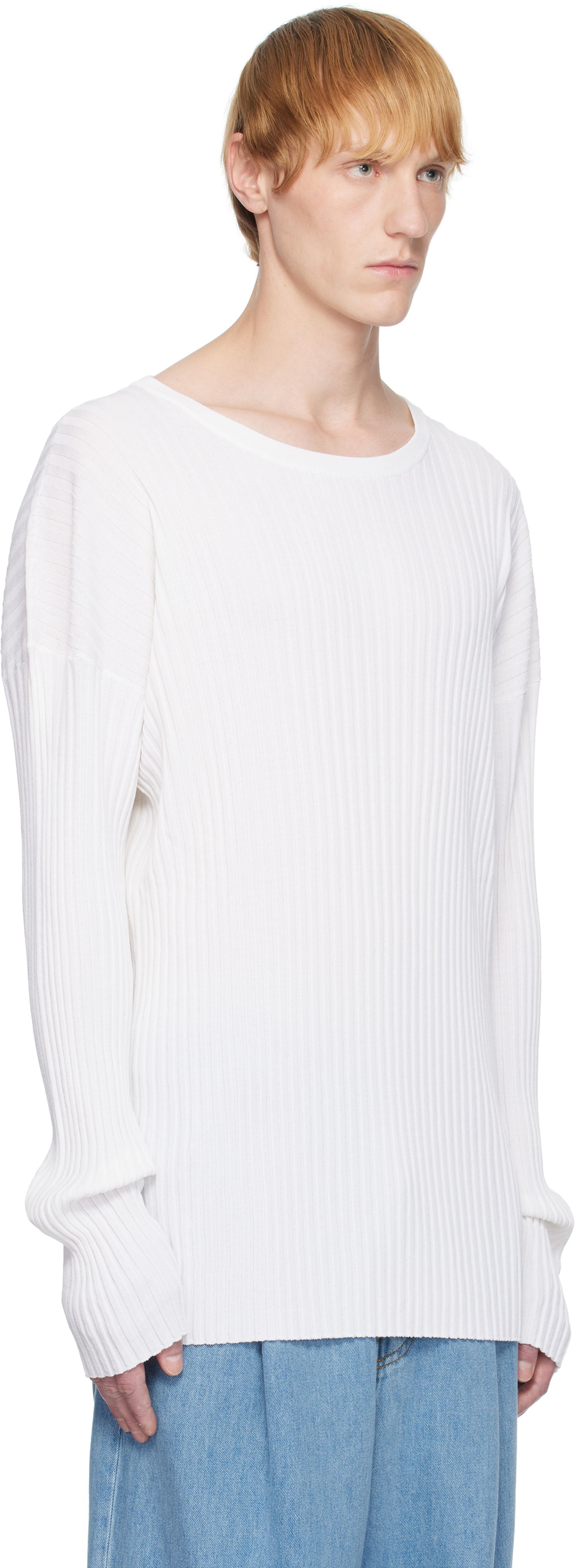 Sveter Maison Margiela MM6 Maison Margiela Rib-Knit Sweater Biela | SH2HL0020 M13125, 1