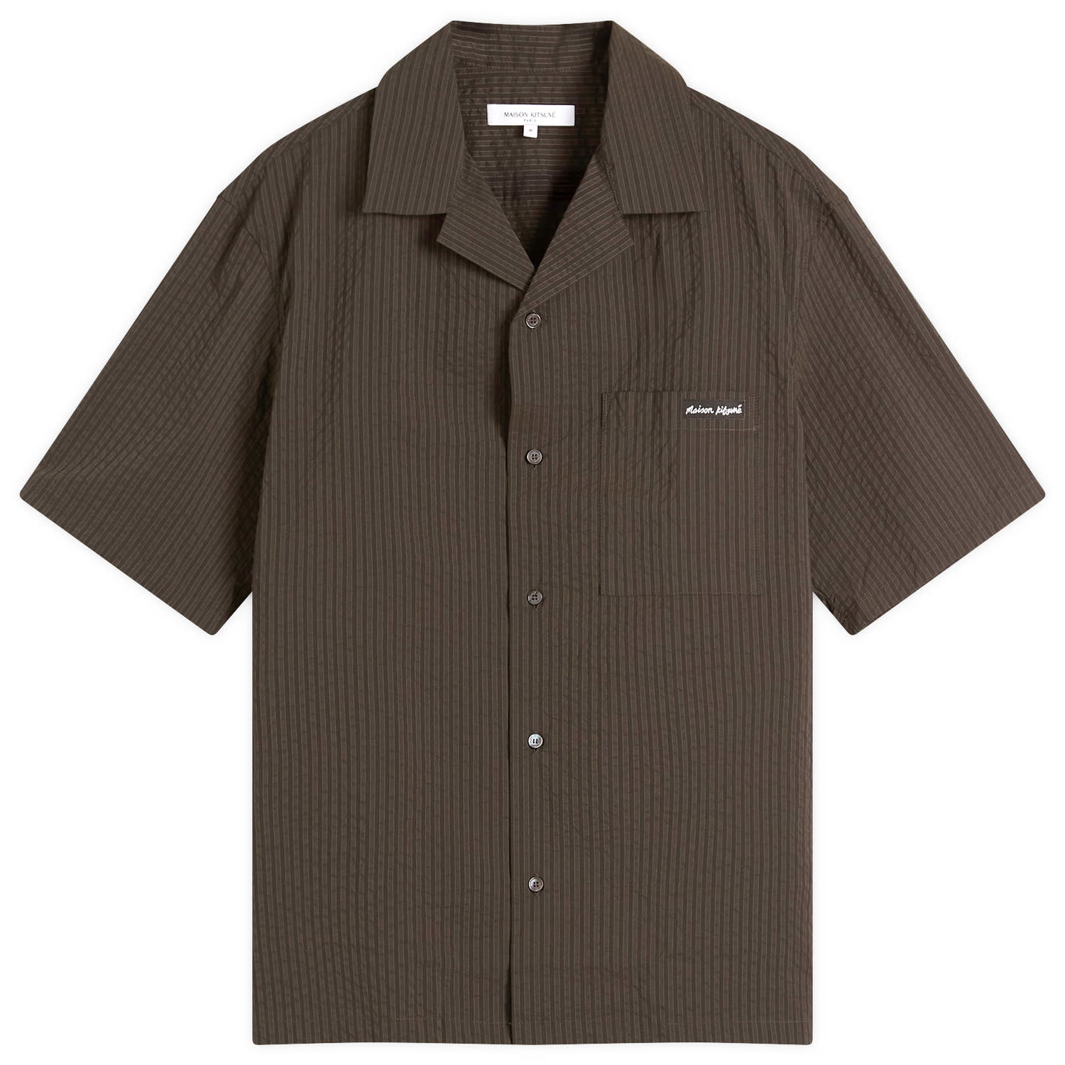 Košeľa MAISON KITSUNÉ Maison Kitsuné Seersucker Resort Shirt, Size Large Hnedá | OM00421WC5032-P391, 1