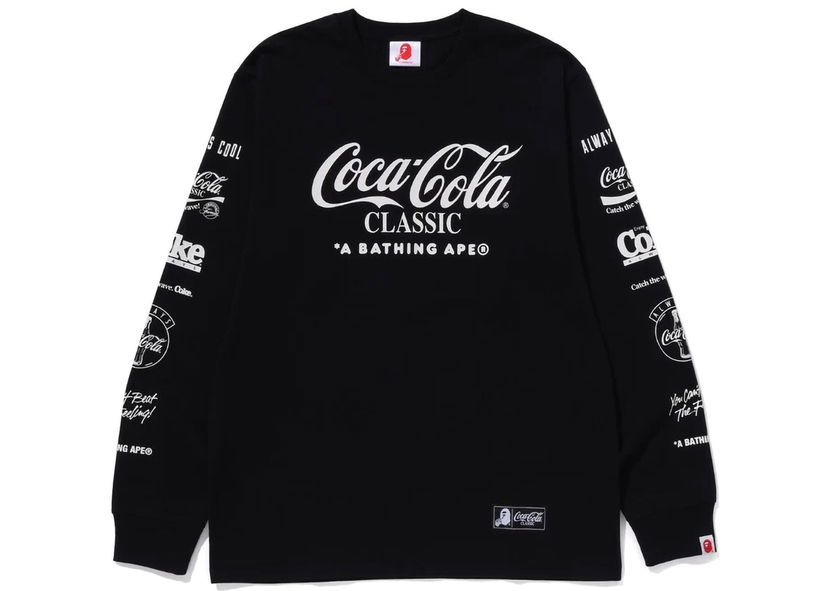 Tričko BAPE BAPE x Coca-Cola Milo L/S Tee Black Čierna | 2J73-111-901