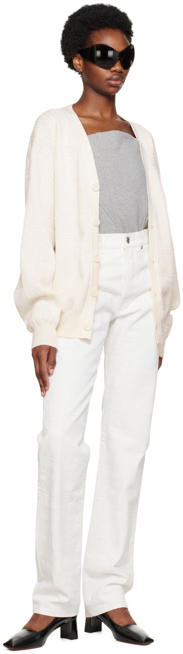 Sveter VETEMENTS Barcode Knit Cardigan Biela | VL14KN600W, 3
