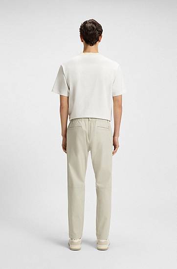 Nohavice BOSS Regular-Fit Cotton-Blend Twill Trousers Béžová | 50542986, 1