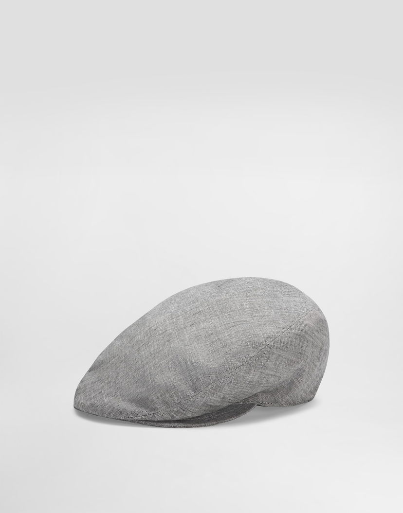 Šiltovka Dolce & Gabbana Dolce & Gabbana Washed Linen Canvas Flat Cap Šedá | GH587AFU4MFS8290