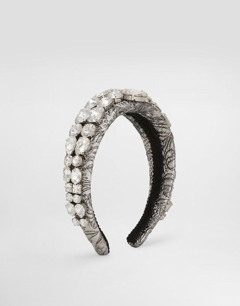 Doplnky Dolce & Gabbana Floral Jacquard Embroidered Headband with Crystal Embellishment Metalická | FY367ZGDDDMS8400