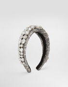 Floral Jacquard Embroidered Headband with Crystal Embellishment