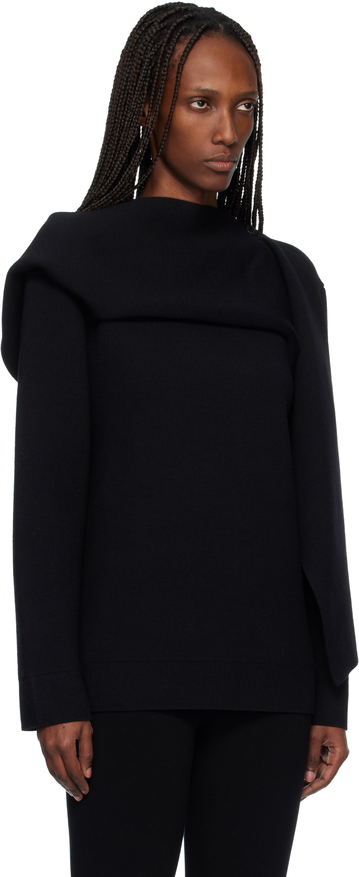 Sveter Courrèges Scarf Oversized Wool Sweater Čierna | 425MPU252FI0036, 1