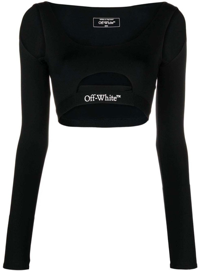 Crop Top Off-White Cut-Out Cropped T-Shirt Black Čierna | OWVB034F23JER0011001