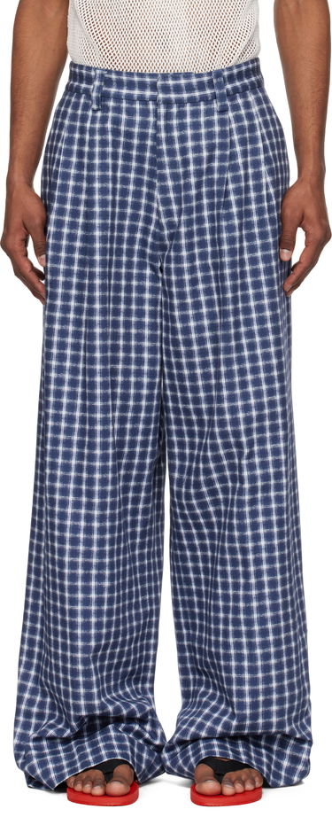 Nohavice ERL ERL Check Pleated Tailored Trousers Modrá | ERL10P038, 0