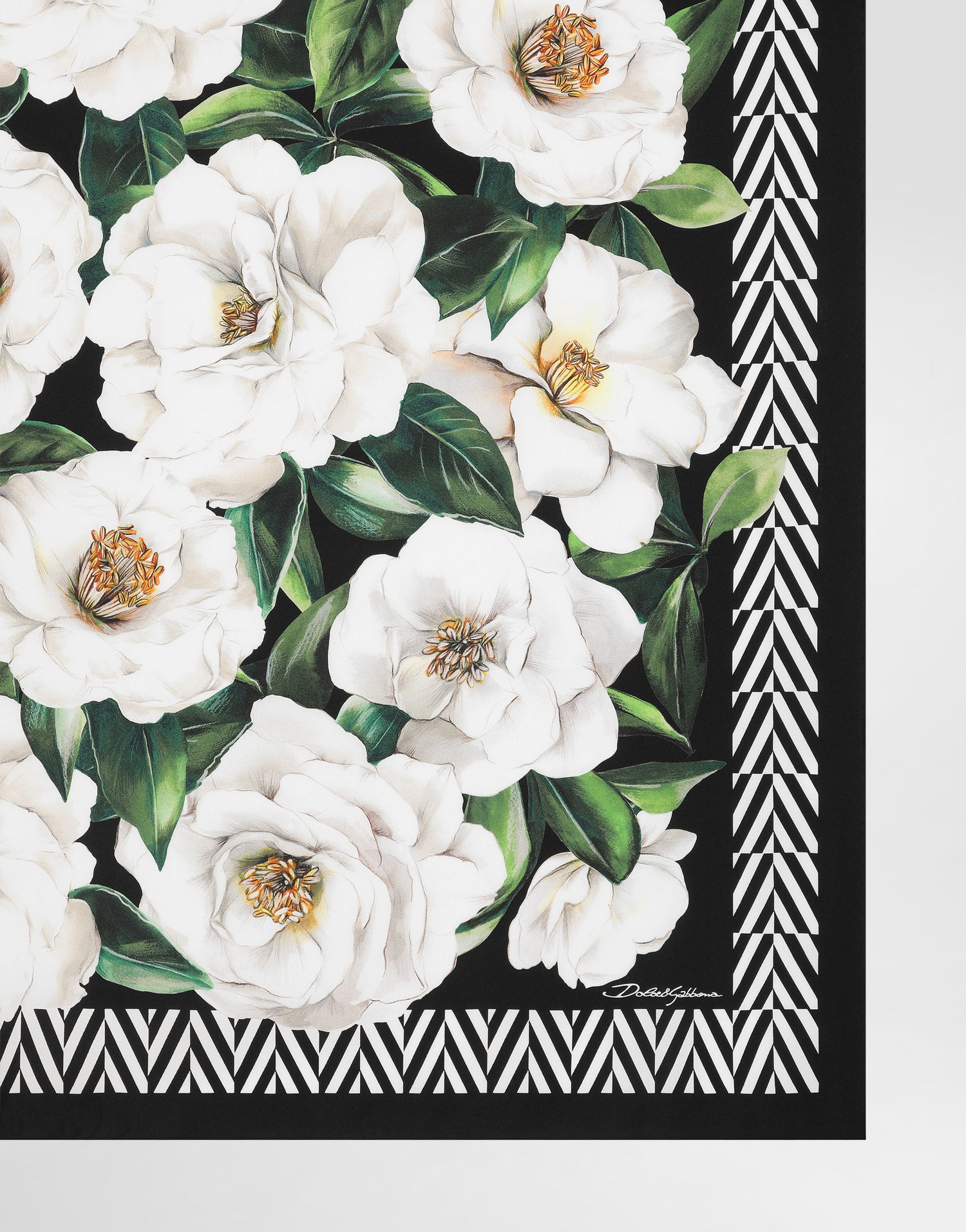 Šál Dolce & Gabbana Dolce & Gabbana Gardenia Print Silk Twill Square Scarf Čierna | FN090RGDCUGHD5JB, 1