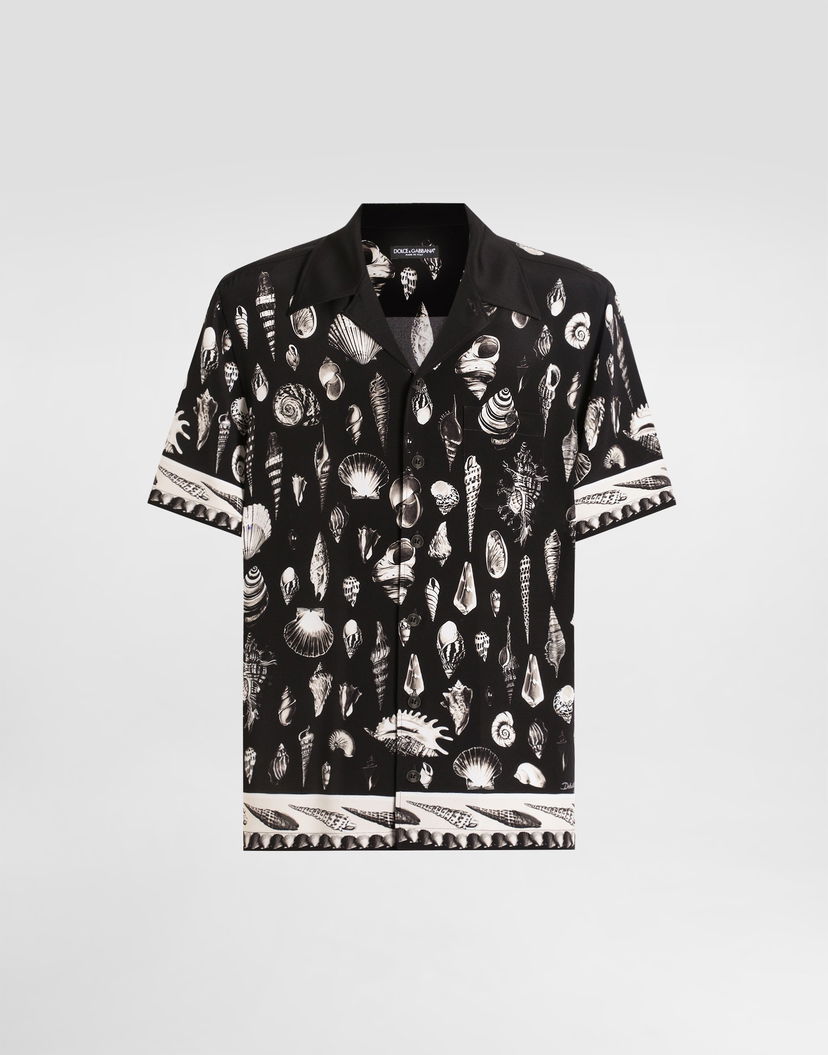 Košeľa Dolce & Gabbana Dolce & Gabbana Shell-Print Crepe Marocaine Hawaii Shirt Čierna | G5JH9THI1ZFHN5PI