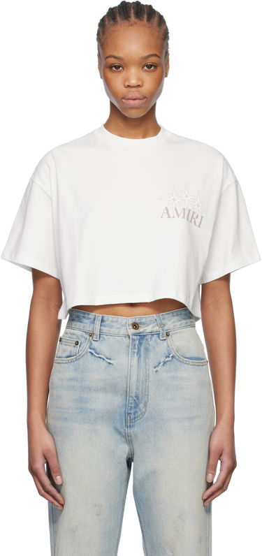 Crop Top AMIRI AMIRI Starburst Cropped T-Shirt Biela | AWJYTE1047, 0