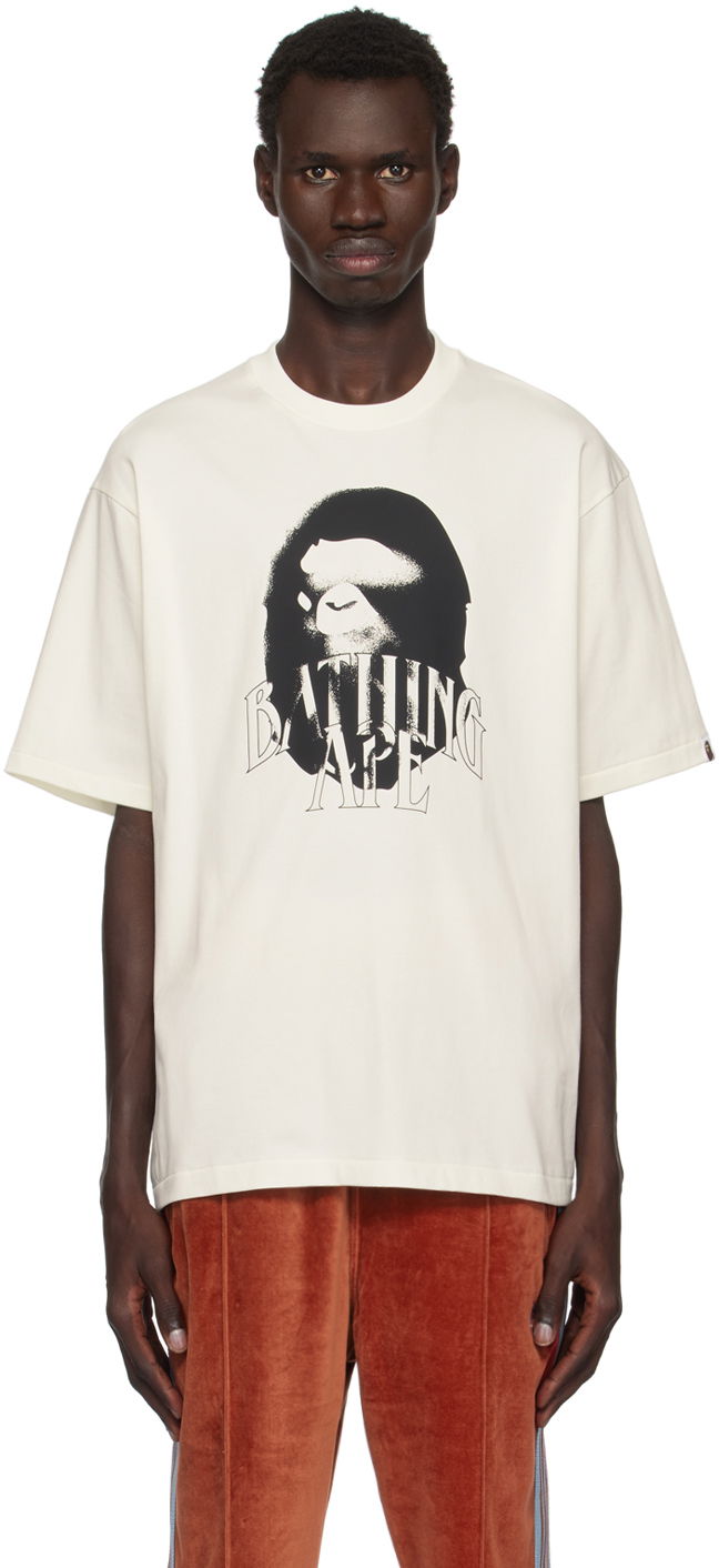 Tričko BAPE Spray Print Relaxed Fit Logo T-shirt Biela | 001TEK801346M, 0