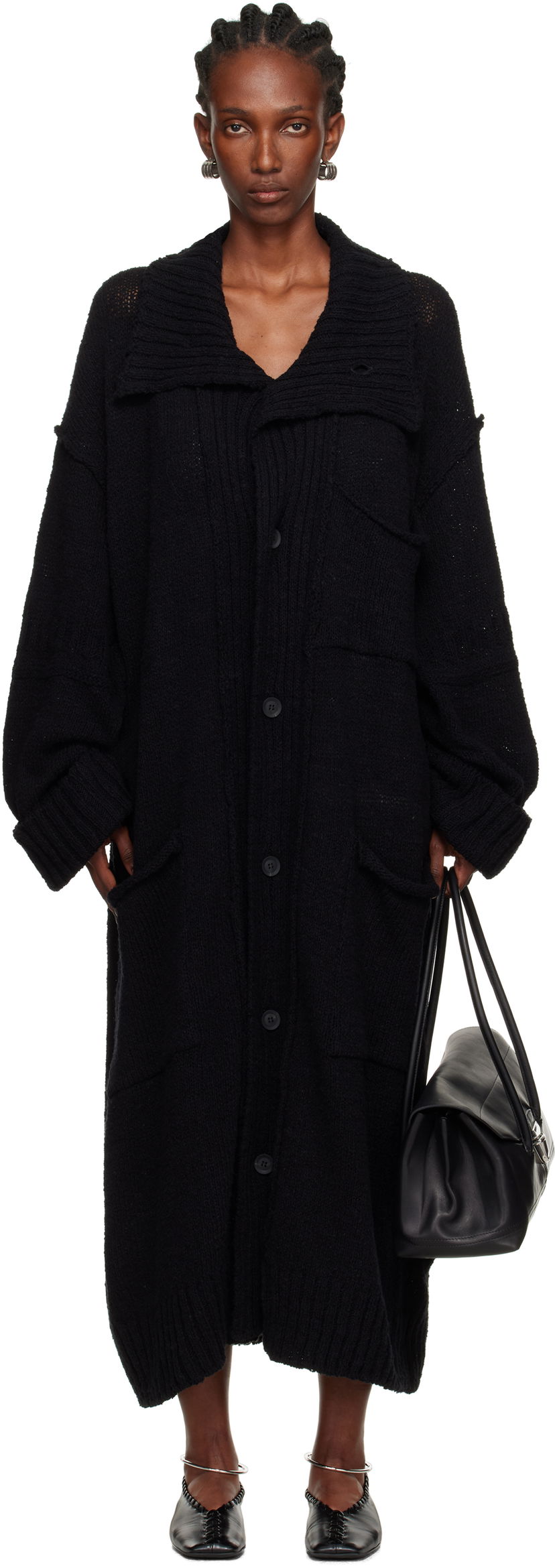 Sveter Yohji Yamamoto Yohji Yamamoto Plain Stitch Pocket Long Cardigan Čierna | HL-K78-091