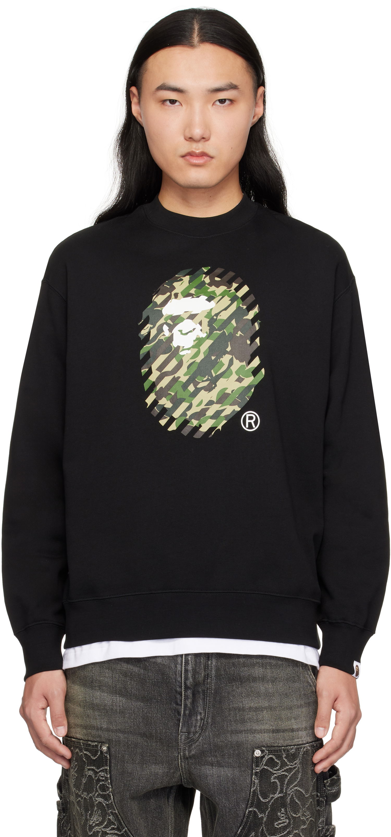 Mikina BAPE ABC Camo Ape Head Sweatshirt Čierna | 001SWK801305M, 0