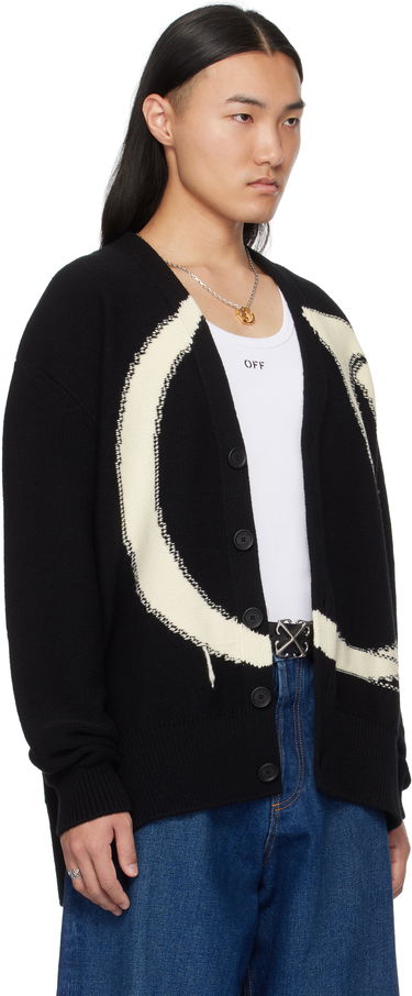 Sveter Off-White Black 'OW' Maxi Logo Cardigan Čierna | OMHB02BC99KNI0011061, 1