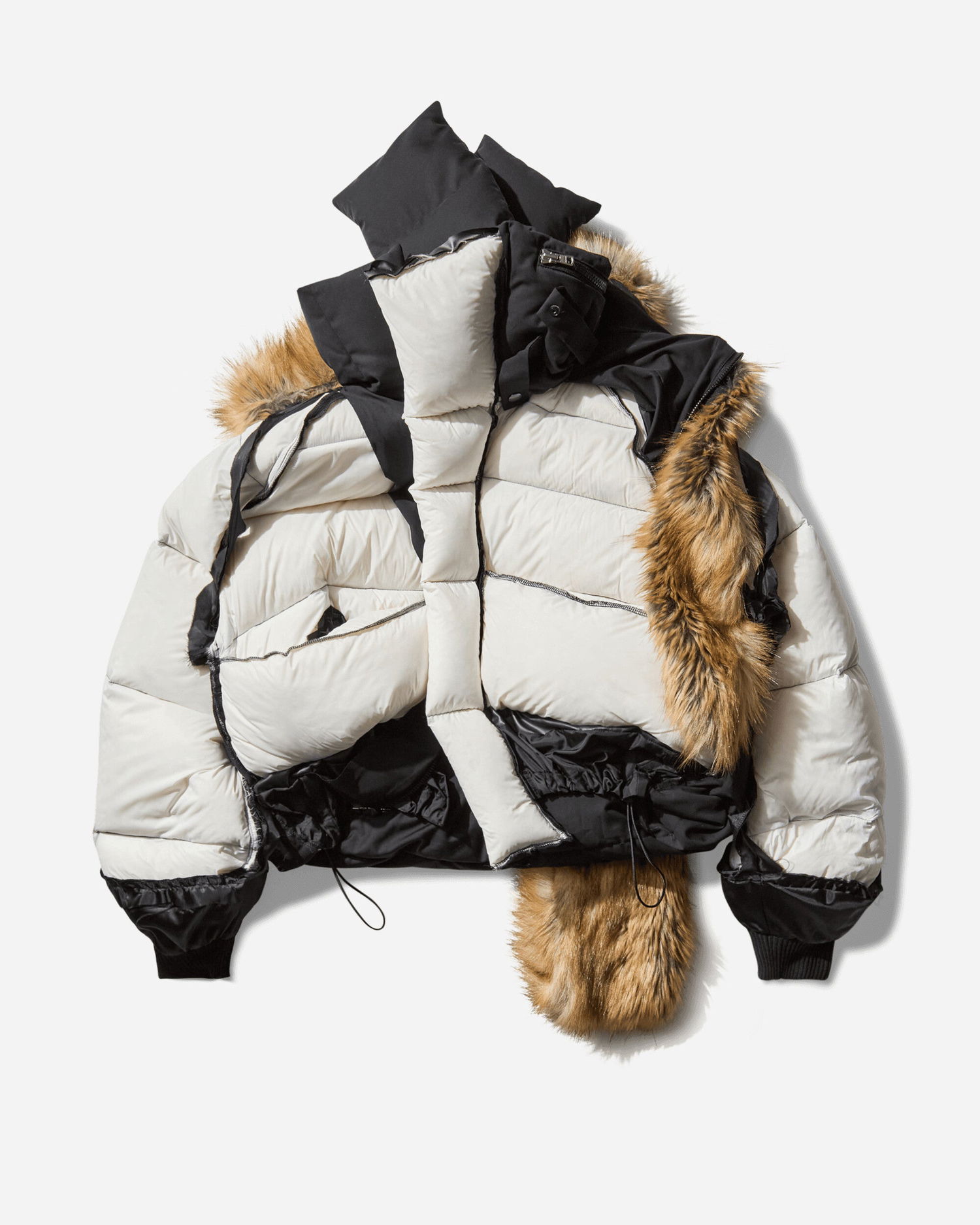 Prešívaná bunda Ottolinger Deconstructed Puffer Jacket with Faux Fur Stole Biela | 10970340901 5, 1