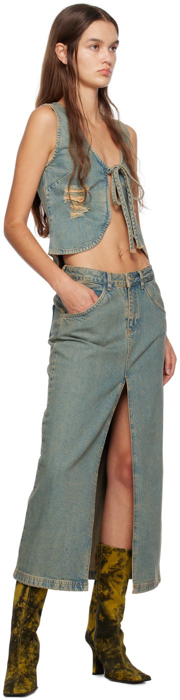 Vesta Miaou Miaou Chani Denim Tie-Front Tank Top Modrá | 7089SD4GAD, 3