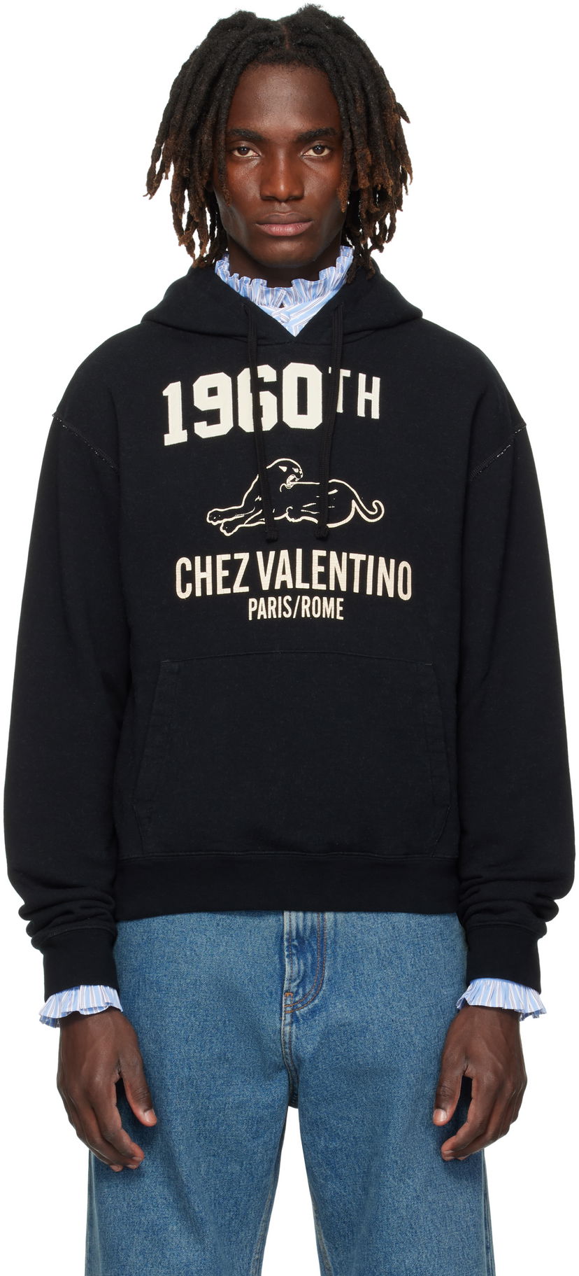 Mikina Valentino Valentino 'Chez Valentino' Hoodie Čierna | 7V3MF29MB1M