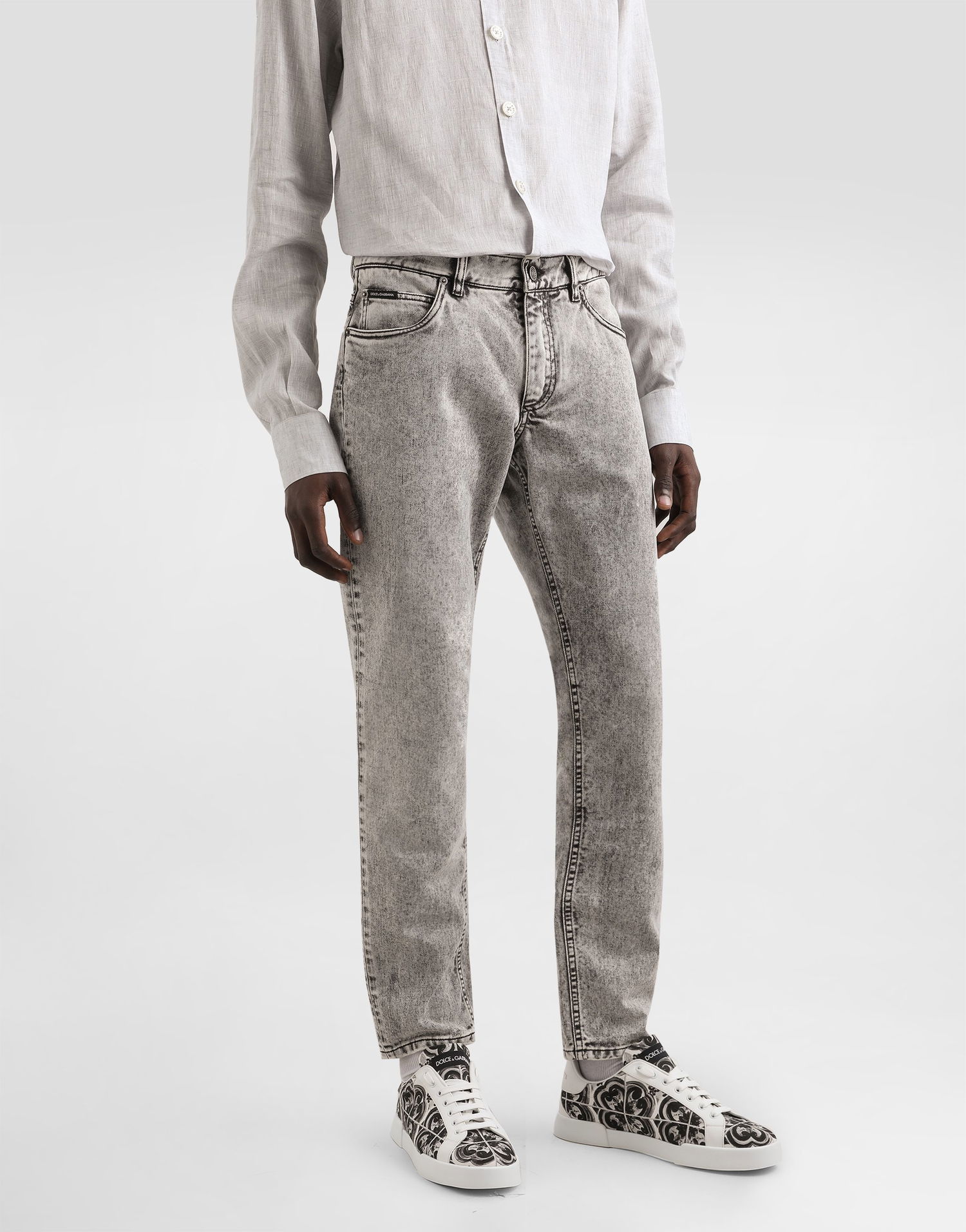 Džínsy Dolce & Gabbana Dolce & Gabbana Regular Fit Acid Wash Jeans Šedá | GYJCCDG8NJ7S9001, 1