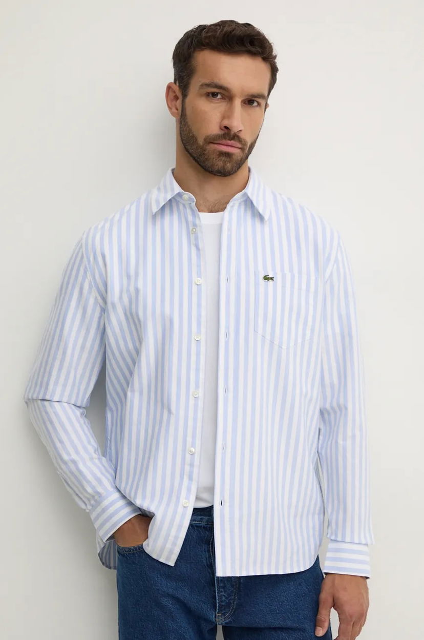 Košeľa Lacoste Lacoste Regular Fit Striped Shirt Modrá | CH5623