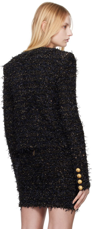 Bunda Balmain Balmain Tweed Jacket with Gold-Tone Buttons Čierna | EF1SK048KB19, 2