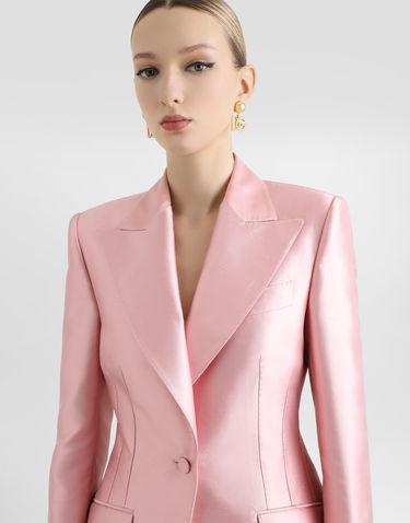 Bunda Dolce & Gabbana Dolce & Gabbana Women's Single-Breasted Silk Shantung Jacket Ružová | F29QGTFU1JKF1452, 1