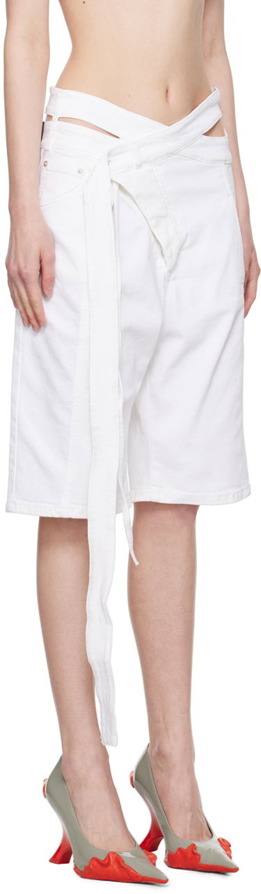 Šortky Ottolinger Asymmetrical Cut-Out Denim Shorts with Long Tie Biela | 1701301, 1
