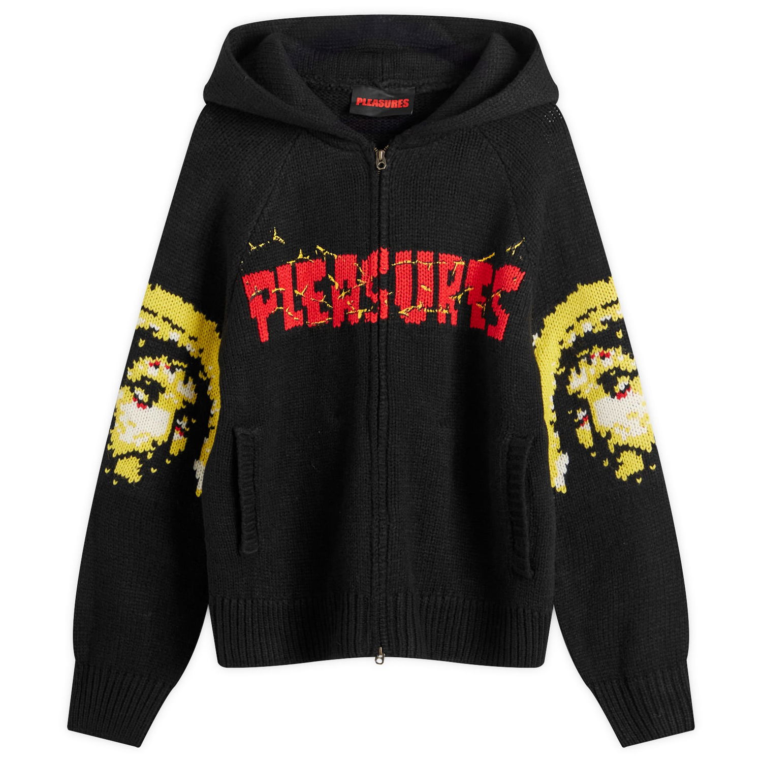 Sveter Pleasures Knitted Graphic Hoodie Čierna | P24W025-BLACK, 0