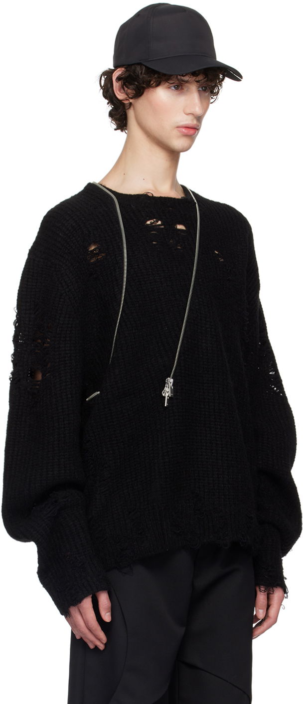Sveter HELIOT EMIL Distressed Crewneck Sweater Čierna | HE_M_07_069_BLK01, 1