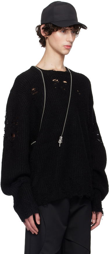 Sveter HELIOT EMIL Distressed Crewneck Sweater Čierna | HE_M_07_069_BLK01, 1