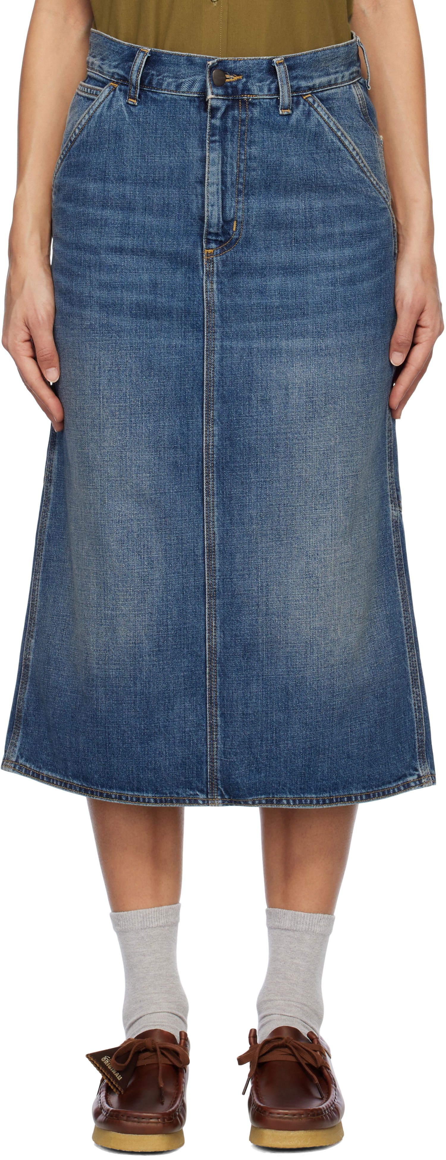 Sukňa Carhartt WIP Single Knee Denim Midi Skirt Modrá | I034224 014L, 0