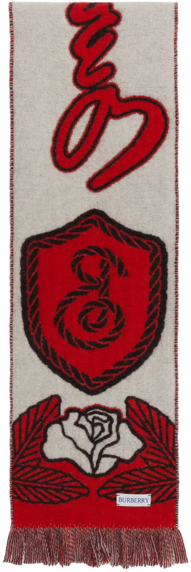 Oblečenie Burberry Red B Shield Wool Cashmere Scarf Červená | 8097030, 1
