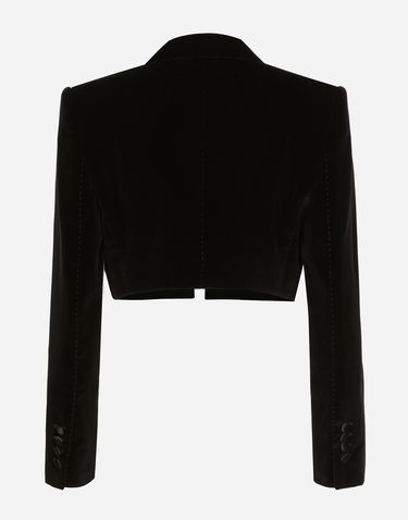 Bunda Dolce & Gabbana Velvet Spencer Tuxedo Jacket Čierna | F2919TFUVG7N0000, 1
