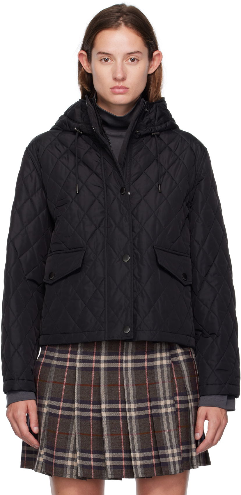 Bunda Burberry Burberry Pembroke Quilted Hooded Jacket Čierna | 8113838