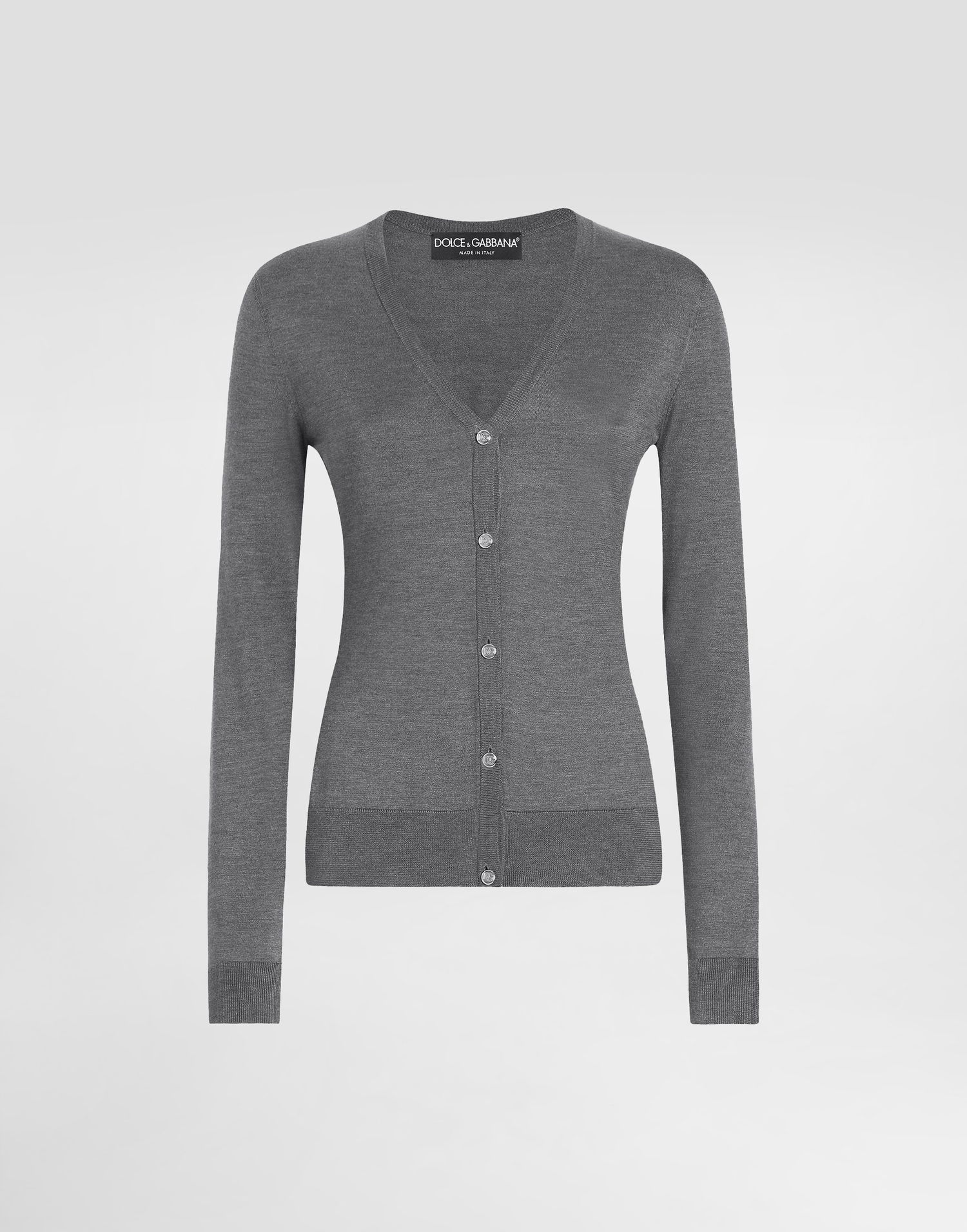 Sveter Dolce & Gabbana V-neck Cardigan With Dg Logo Embroidery Šedá | FXV78ZJBSKYN0093, 0