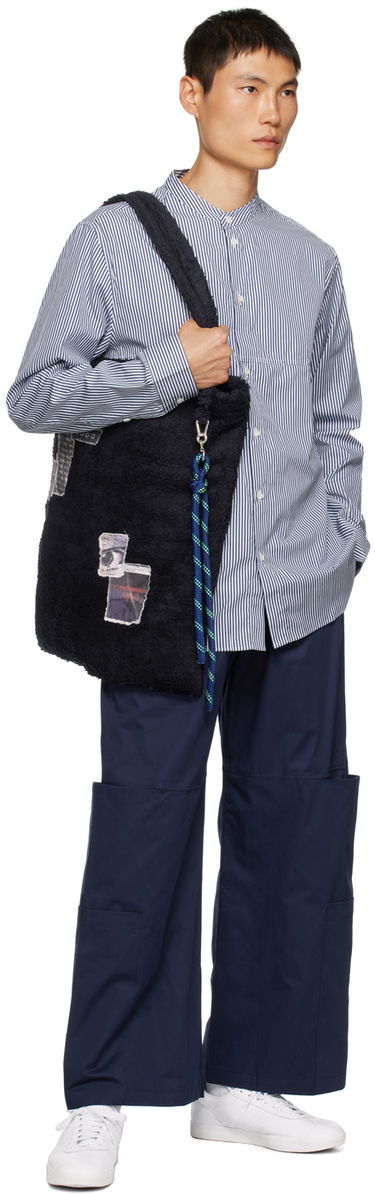 Košeľa sage NATION SAGE NATION Liam Striped Band Collar Shirt Modrá | S047 LIAM SHIRT, 3