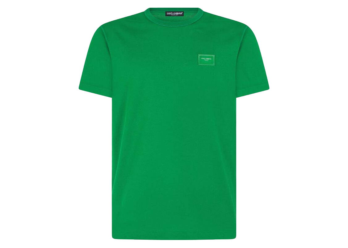 Tričko Dolce & Gabbana Cotton Logoed Plaque T-shirt Green Zelené | G8KJ9TFU7EQV0396, 0