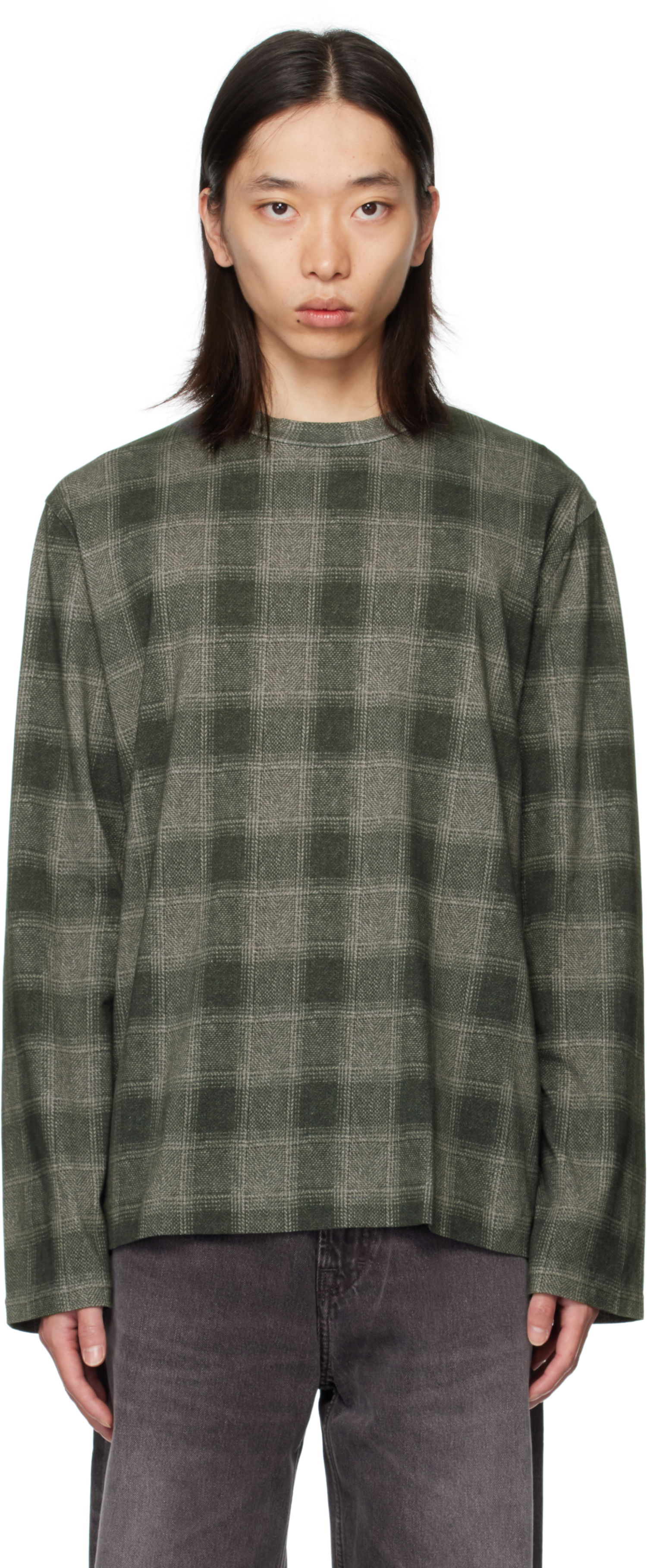 Tričko OUR LEGACY Our Legacy Box Check Long Sleeve T-Shirt Zelené | M4256BO, 0