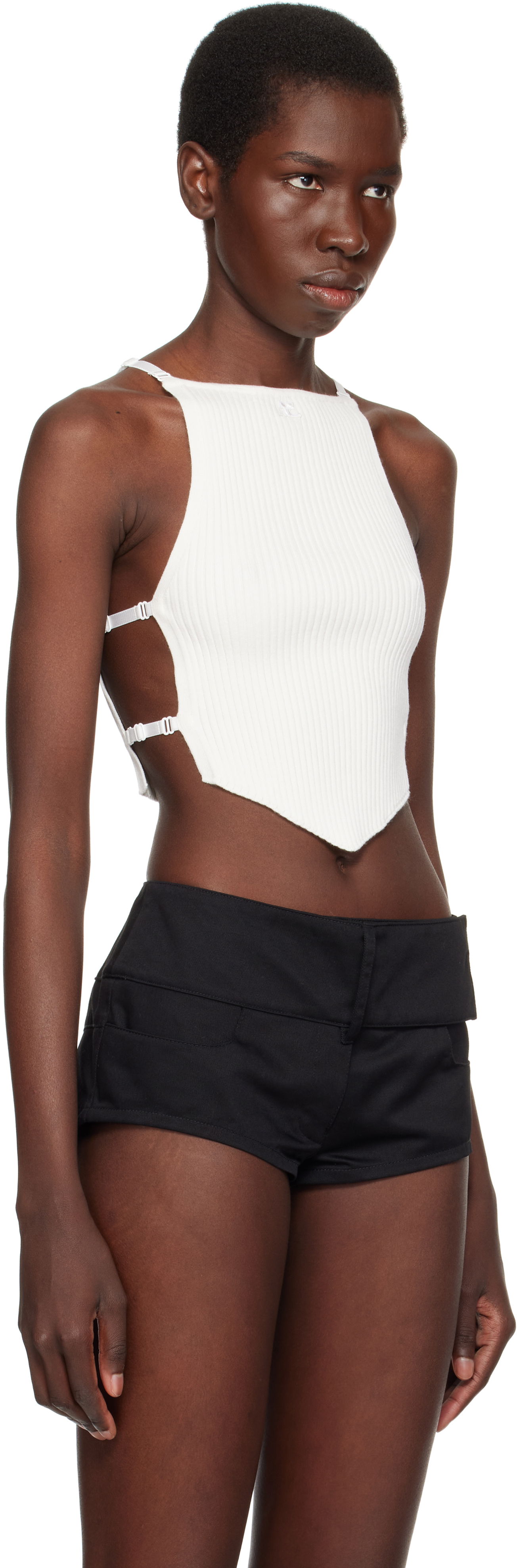 Tielko Courrèges Courrèges Lingerie Detail Pointy Tank Top Biela | 125MTO383FI0001, 1