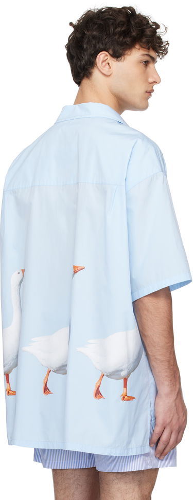Košeľa Moschino Moschino Goose Print Cotton Poplin Shirt Modrá | 251ZZA023502351293, 2