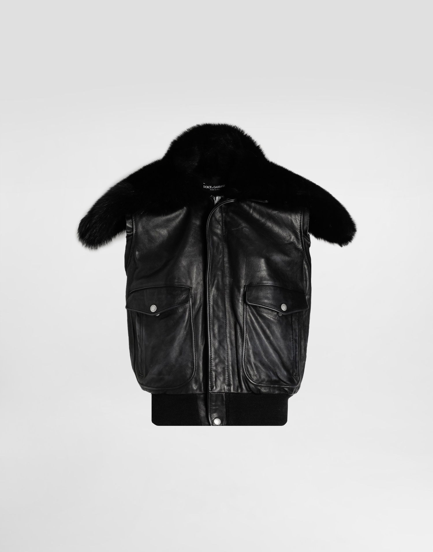 Vesta Dolce & Gabbana Dolce & Gabbana Vintage Fur Collar Leather Vest Čierna | F9T18LGDDD4N0000, 0