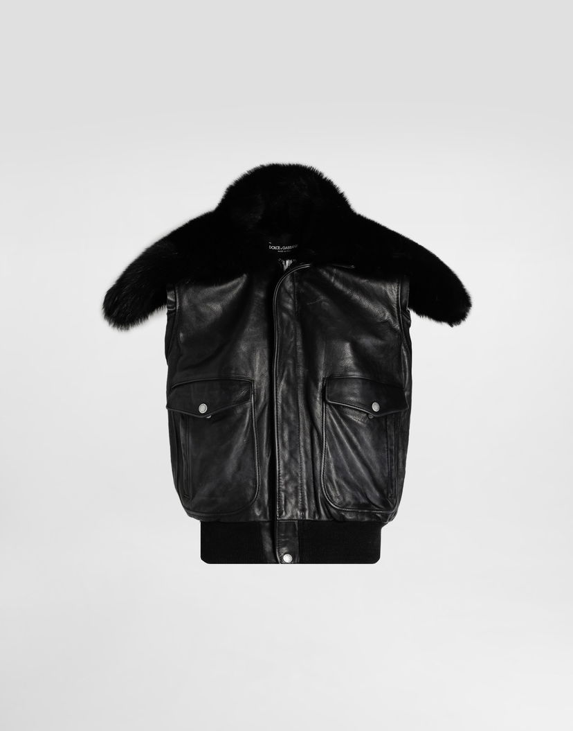 Vesta Dolce & Gabbana Dolce & Gabbana Vintage Fur Collar Leather Vest Čierna | F9T18LGDDD4N0000